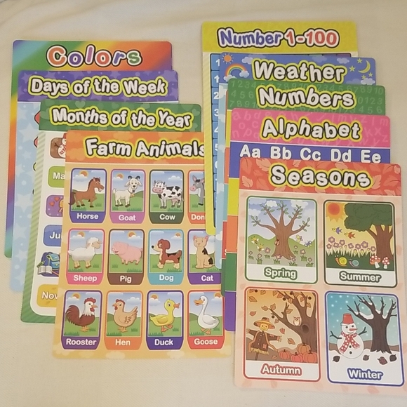 Other - Educational Kids Learning Sheet Set - Multicolor